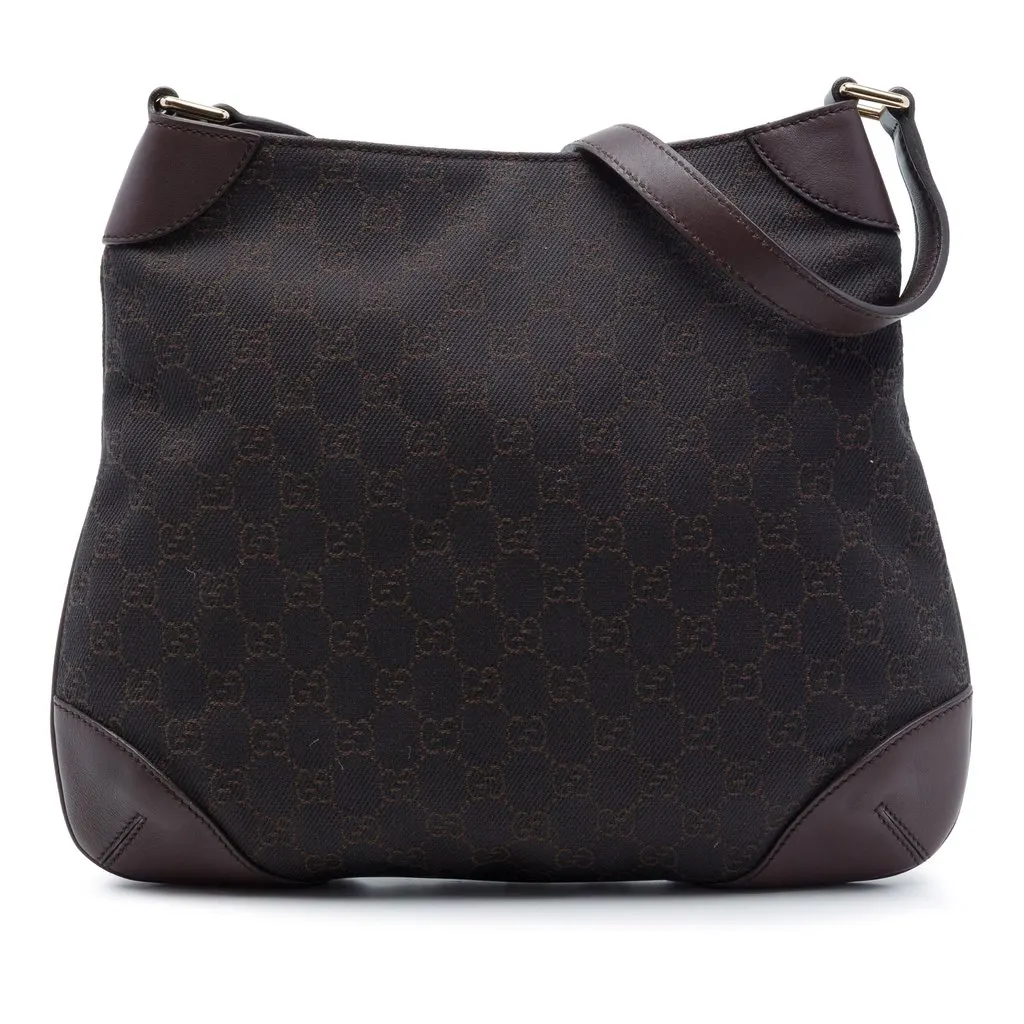 Gucci GG Denim Shoulder Bag Brown Very good - Front View