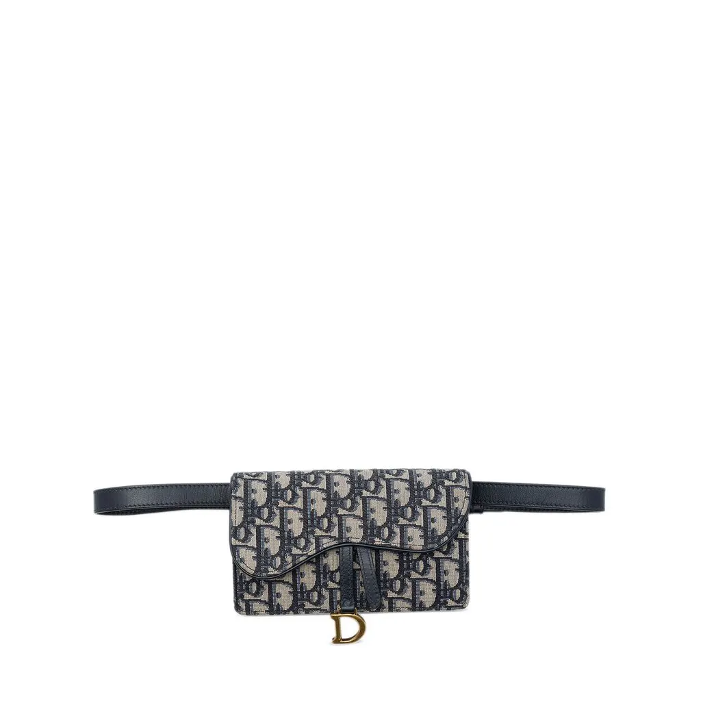 Dior Oblique Canvas Saddle Belt Bag Blue Canvas Very good - Front View