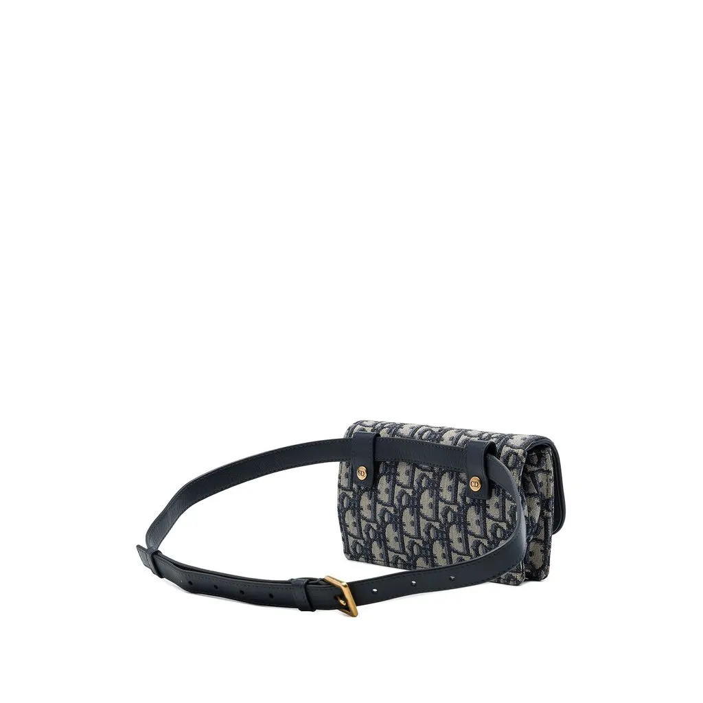 Dior Oblique Canvas Saddle Belt Bag Blue Canvas Very good - Back View