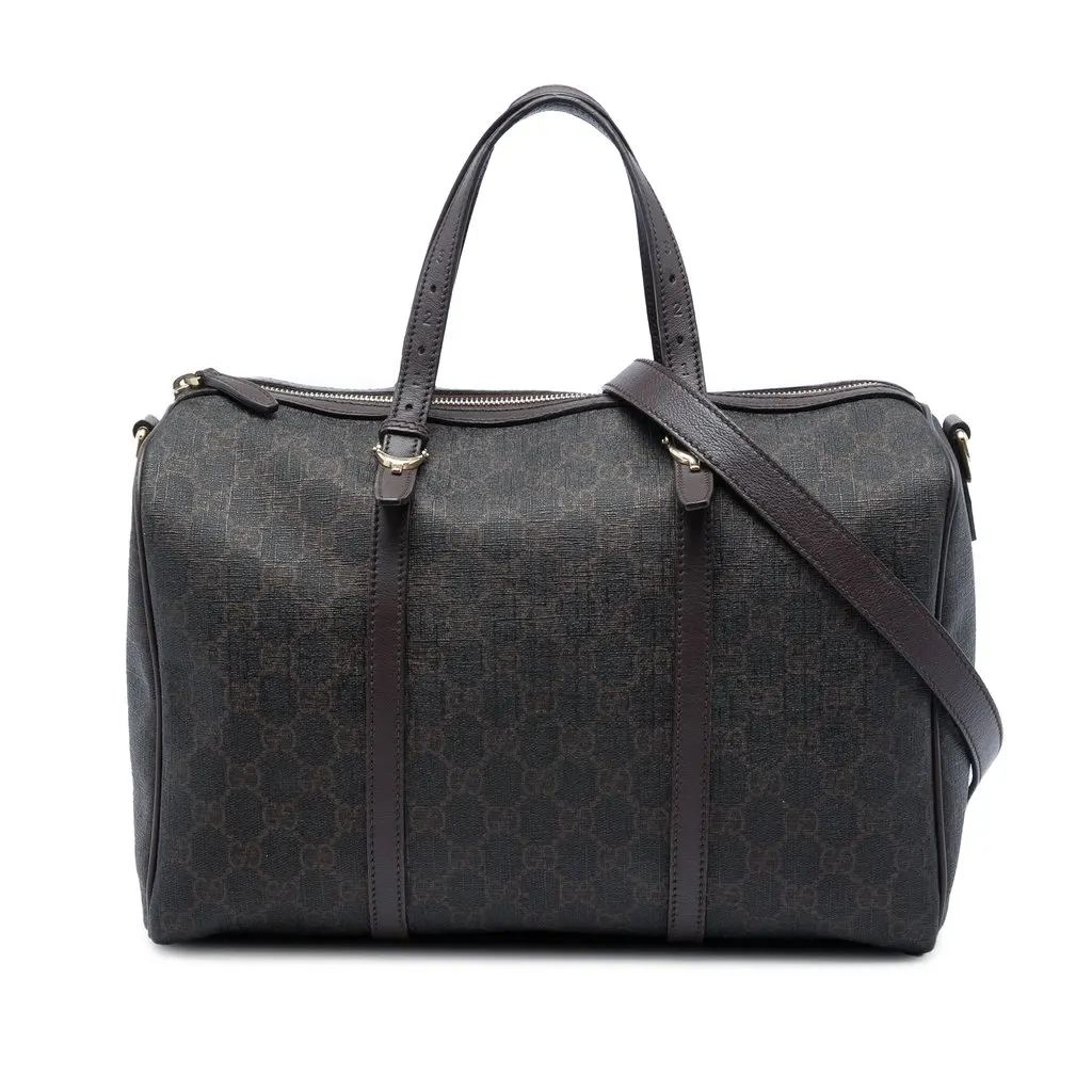 Gucci Medium GG Supreme Nice Boston Bag Brown Canvas Good - Front View