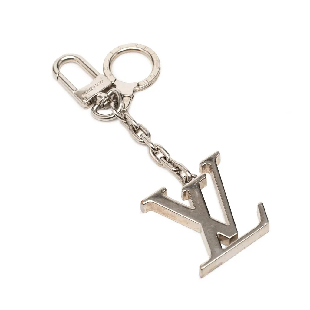 Louis Vuitton Brass LV Initiales Bag Charm Silver Metal Very good - Front View