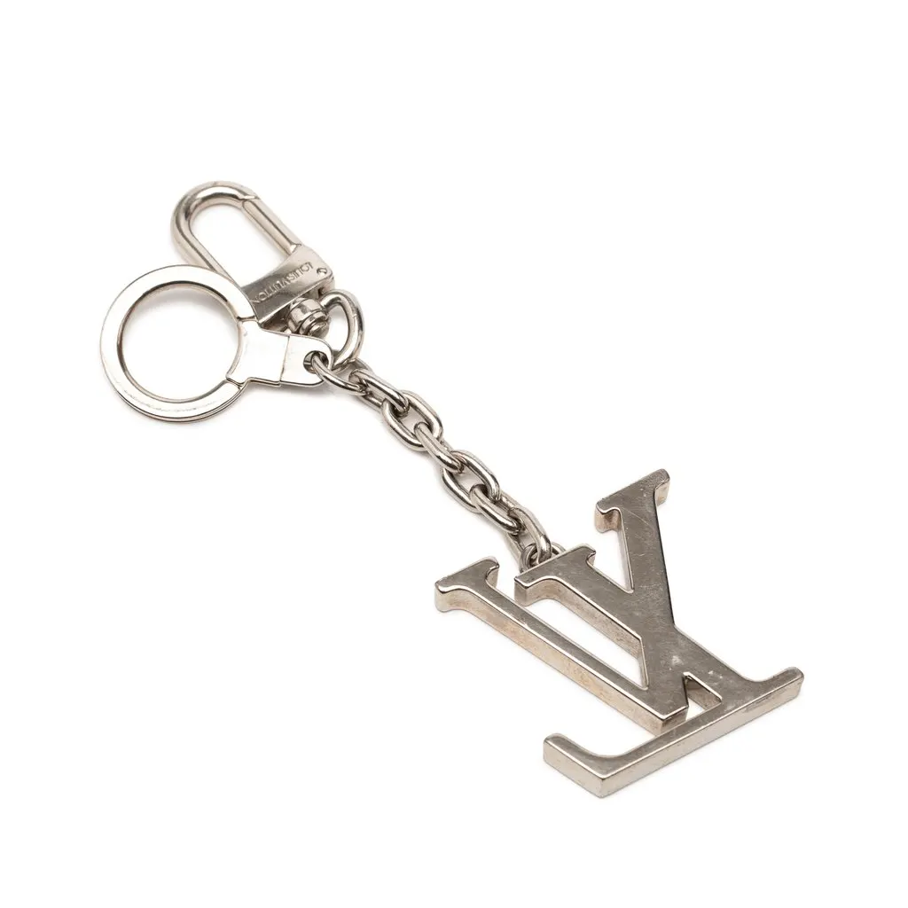 Louis Vuitton Brass LV Initiales Bag Charm Silver Metal Very good - Back View