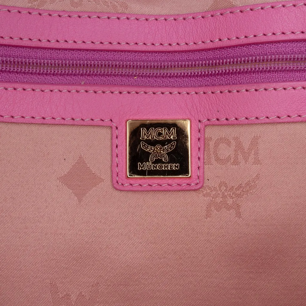 MCM Medium Studded Visetos Coated Canvas Stark Backpack Pink Very good - Box View
