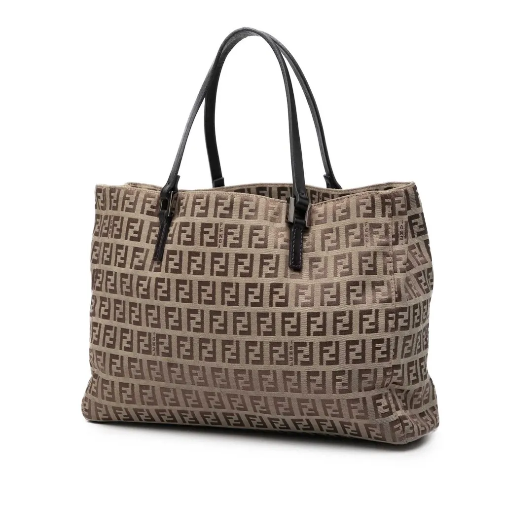 Fendi Zucchino Canvas Tote Beige Good - Back View