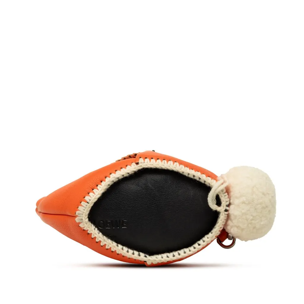 Loewe Mini Calfskin Stitched Bunny Crossbody Orange Leather Good - Inside View