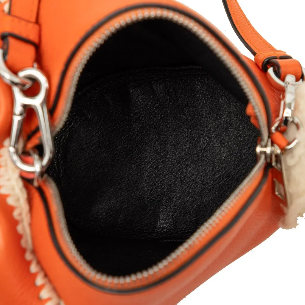 Loewe Mini Calfskin Stitched Bunny Crossbody Orange Leather Good - Model View