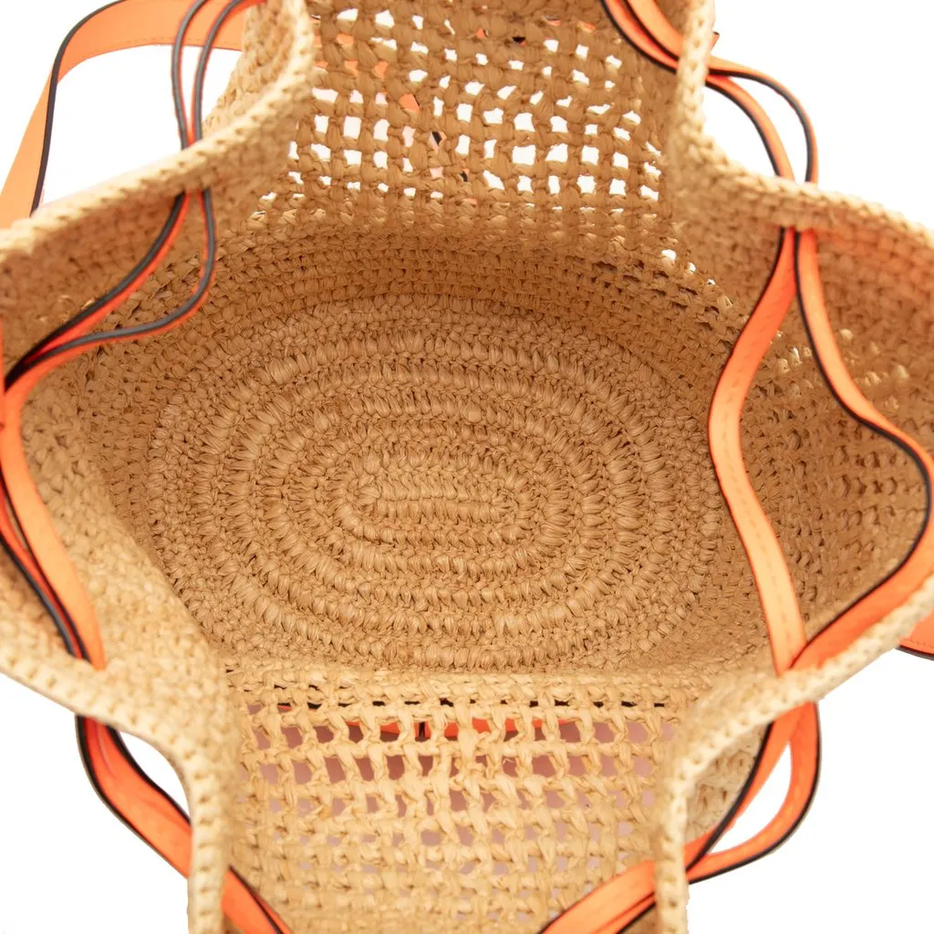 Loewe Small Raffia and Calfskin Balloon Bucket Bag Beige Rattan Very good - Model View