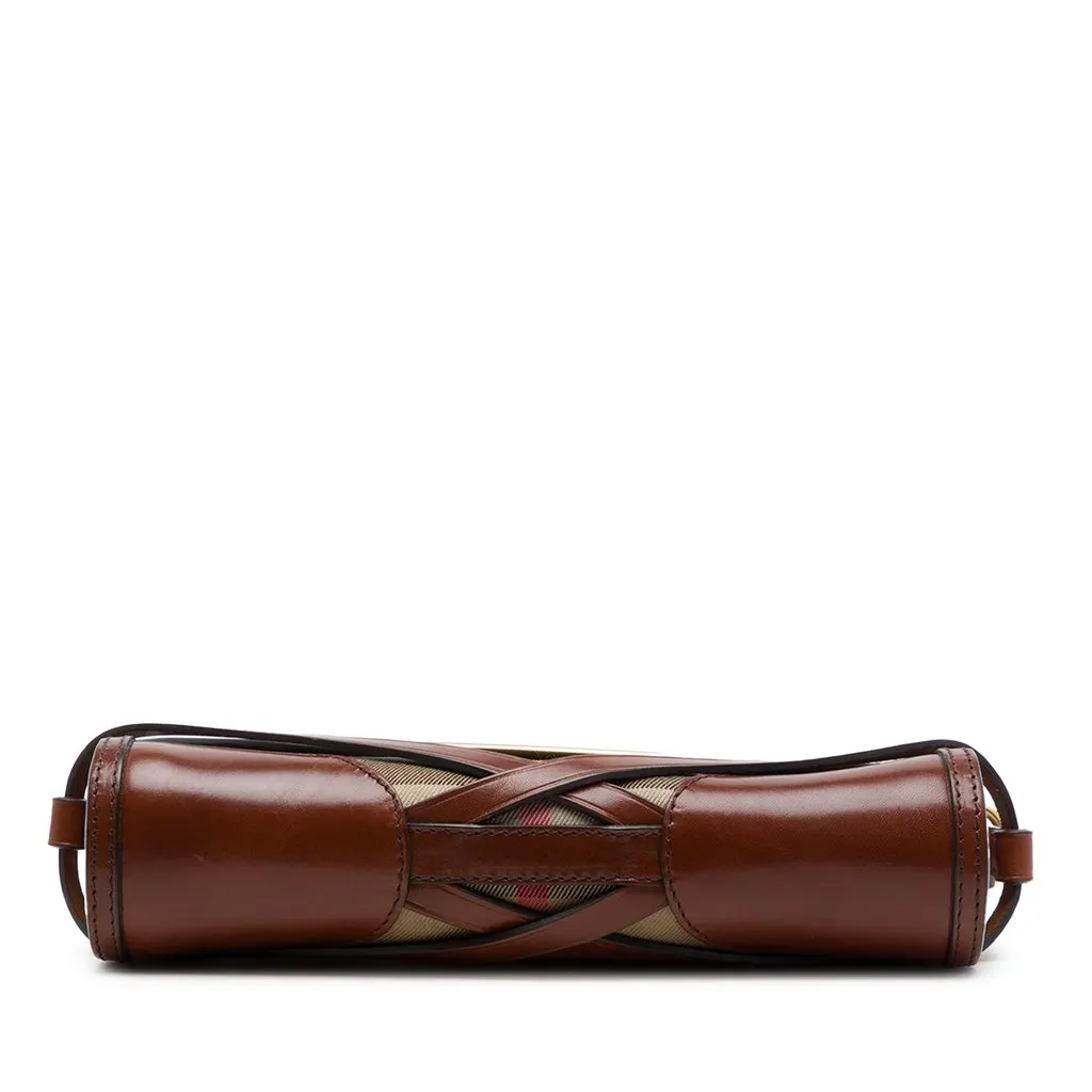 Burberry Leather and House Check Canvas Bridle Abbott Crossbody Brown Leather Very good - Inside View