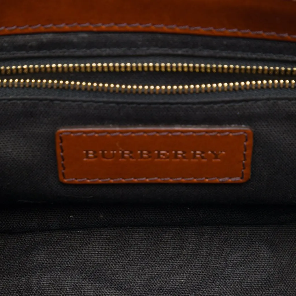Burberry Leather and House Check Canvas Bridle Abbott Crossbody Brown Leather Very good - Model View