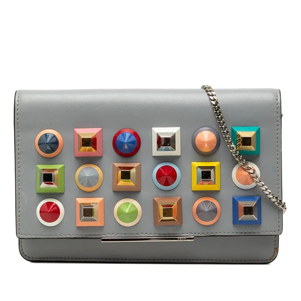 Fendi Vitello Liberty Studded Leather Tube Wallet on Chain MultiColor Leather Very good - Front View