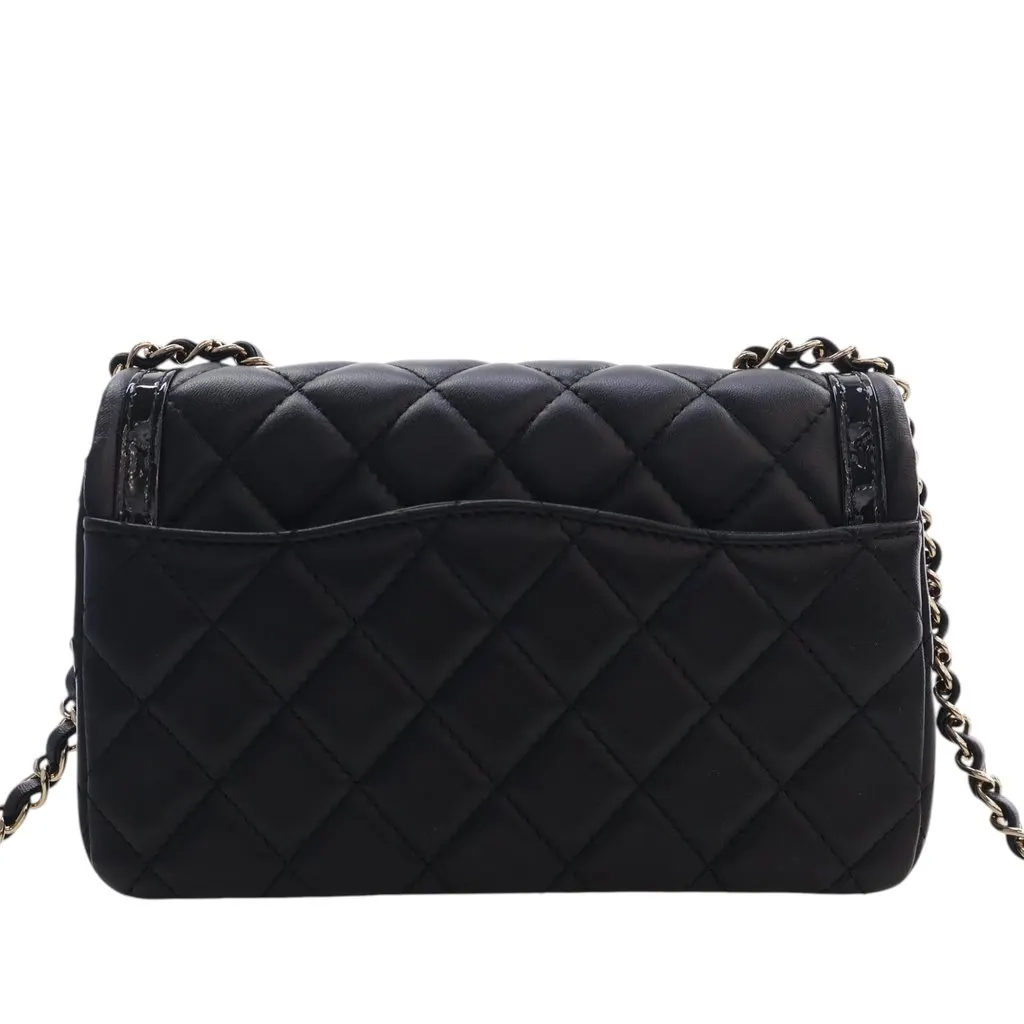 Chanel Mini CC Quilted Shiny Lambskin Half Flap Black Leather Very good - Model View