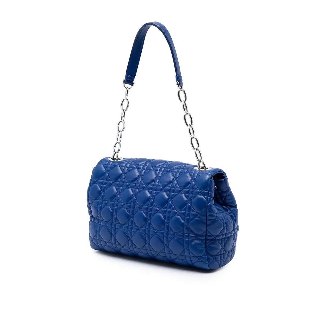 Dior Lambskin Cannage Soft Flap Blue Leather Very good - Back View