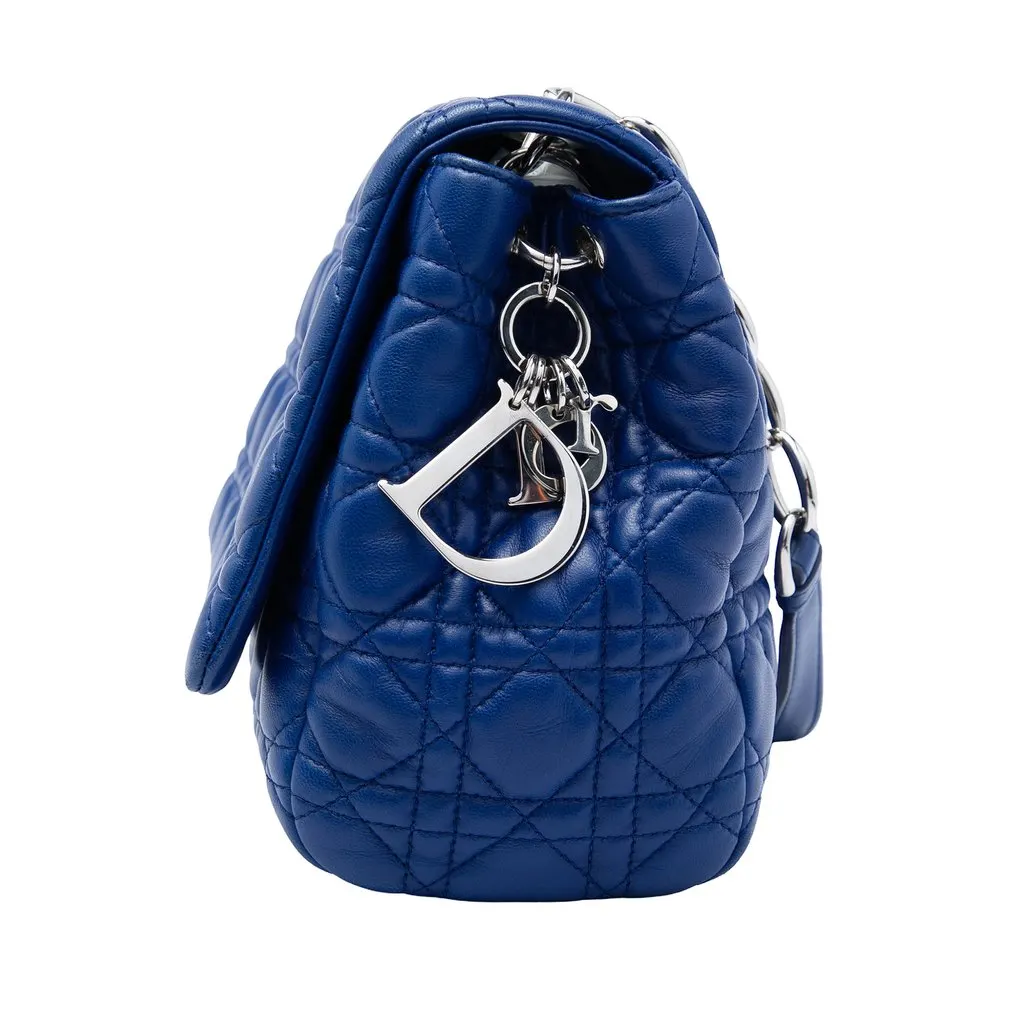 Dior Lambskin Cannage Soft Flap Blue Leather Very good - Box View