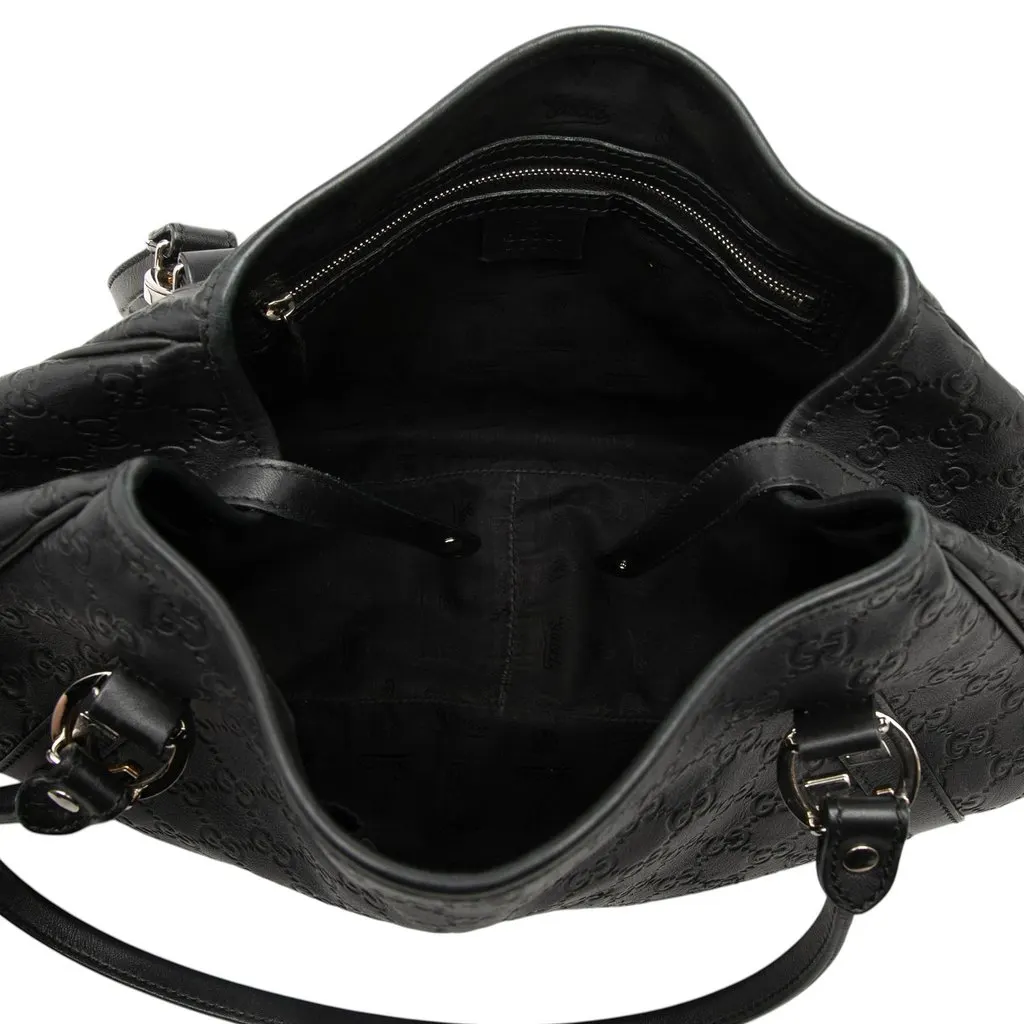 Gucci Guccissima Twins Shoulder Bag Black Leather Very good - Model View