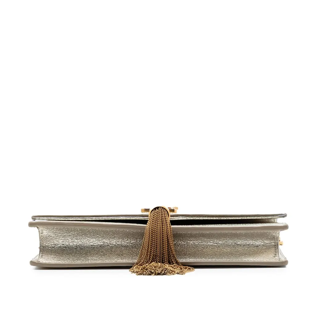 Saint Laurent Small Metallic Kate Tassel Wallet On Chain Silver Leather Very good - Inside View