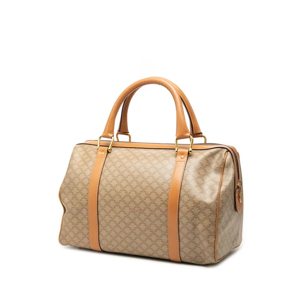 Celine Macadam Coated Canvas Boston Bag Beige Very good - Back View