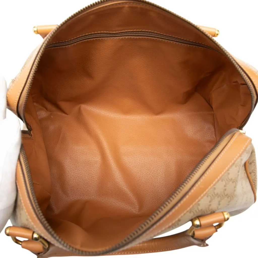 Celine Macadam Coated Canvas Boston Bag Beige Very good - Model View