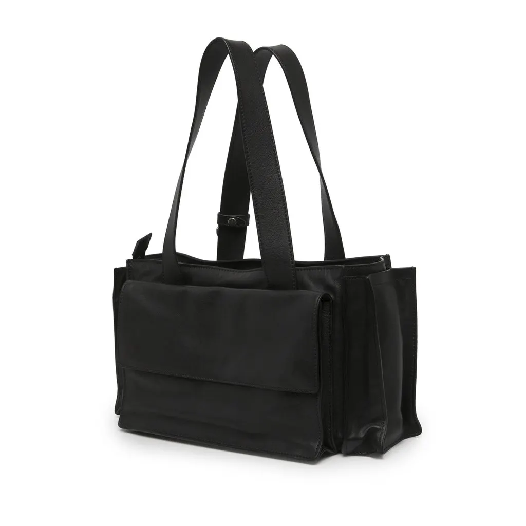Miu Miu Lambskin Utilitaire Shopping Bag Black Leather Very good - Back View