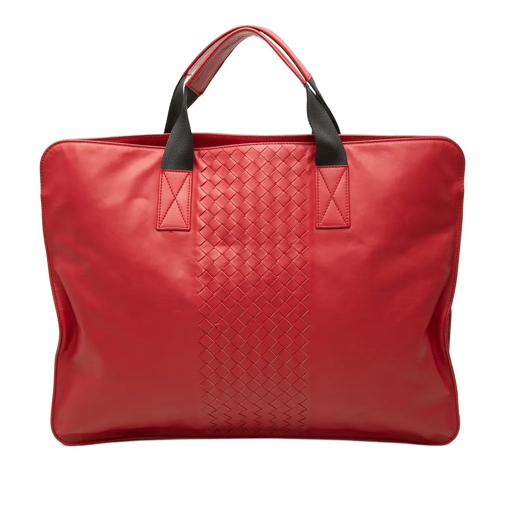 Bottega Veneta Nappa Intrecciato Briefcase Red Leather Good - Front View