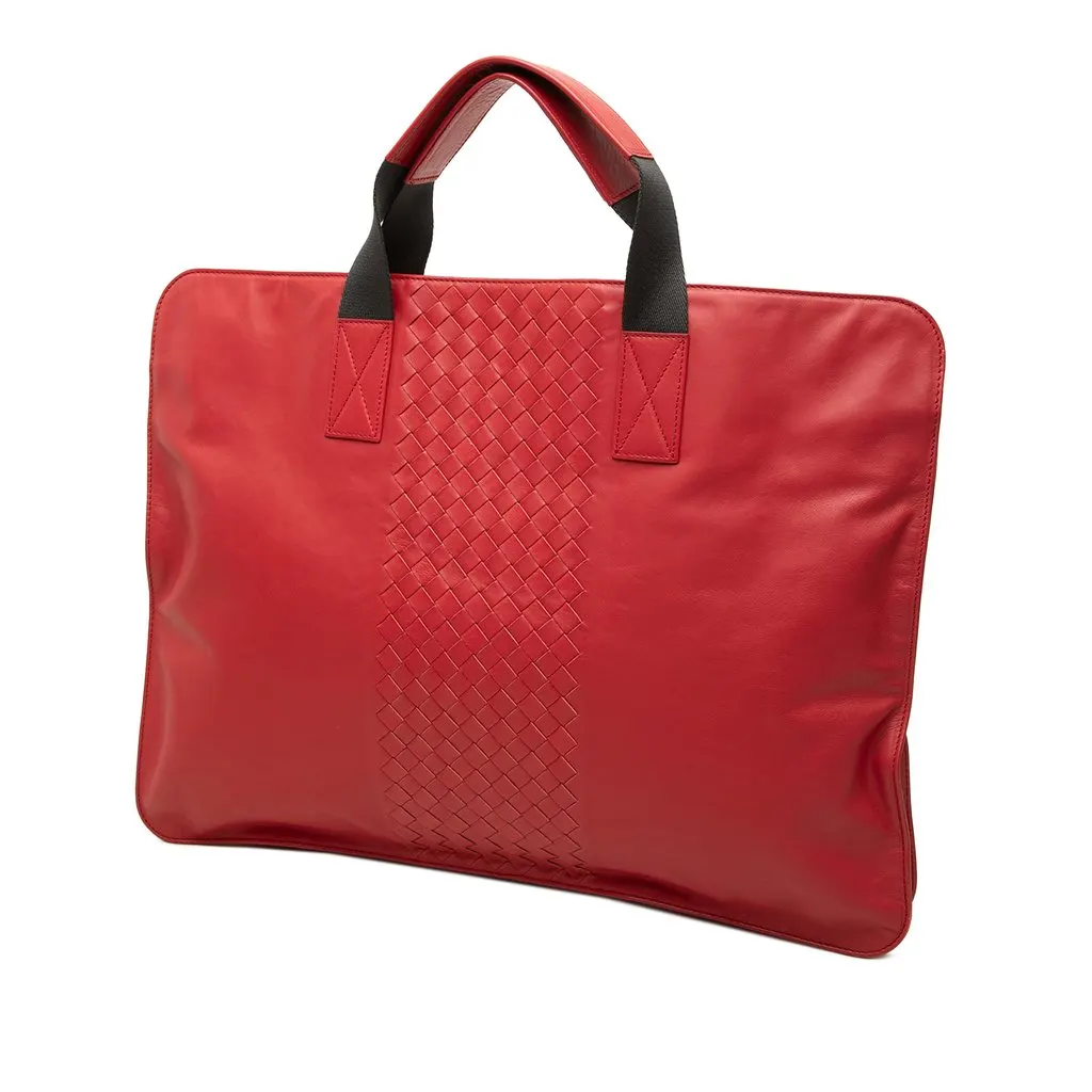Bottega Veneta Nappa Intrecciato Briefcase Red Leather Good - Back View