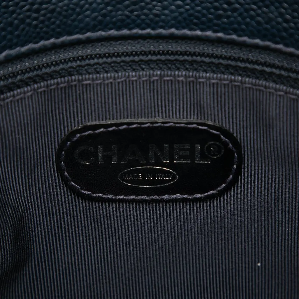Chanel CC Caviar Front Pocket Shoulder Bag Blue Leather Good - Box View