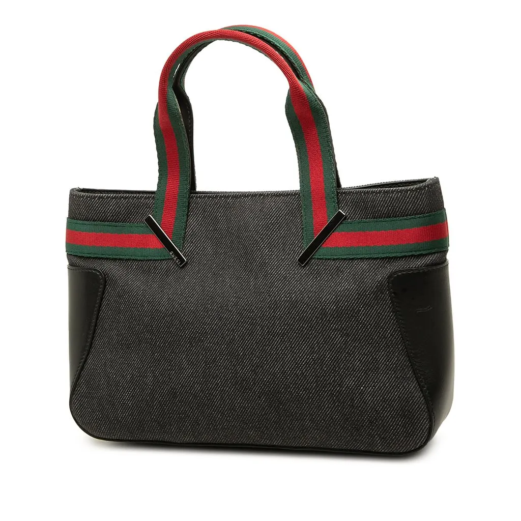 Gucci Denim Web Handbag Black Denim Very good - Back View