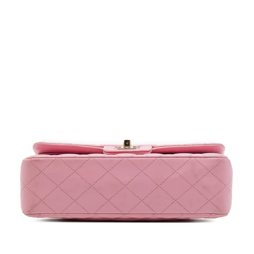 Chanel Small Classic Lambskin Double Flap Pink Leather Very good - Inside View