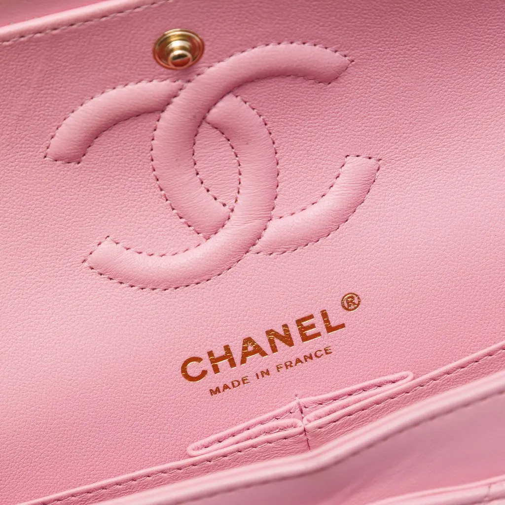 Chanel Small Classic Lambskin Double Flap Pink Leather Very good - Box View