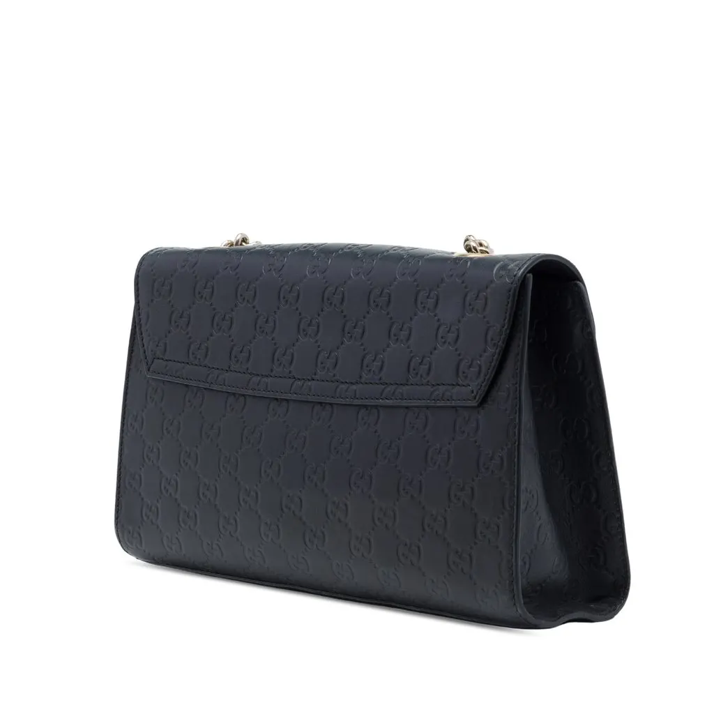 Gucci Medium Guccissima Emily Shoulder Bag Black Leather Very good - Back View