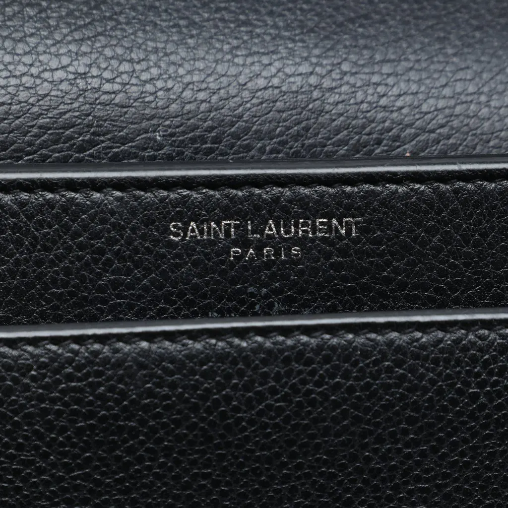Saint Laurent Medium Grained Calfskin Monogram Sunset Crossbody Black Leather Very good - Box View