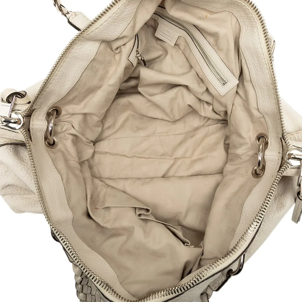 Gucci Large Leather Bamboo Bar Tote White Leather Very good - Model View