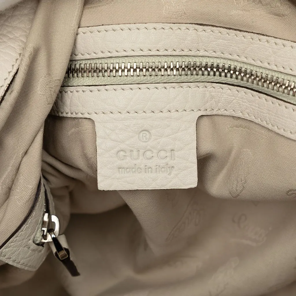 Gucci Large Leather Bamboo Bar Tote White Leather Very good - Box View
