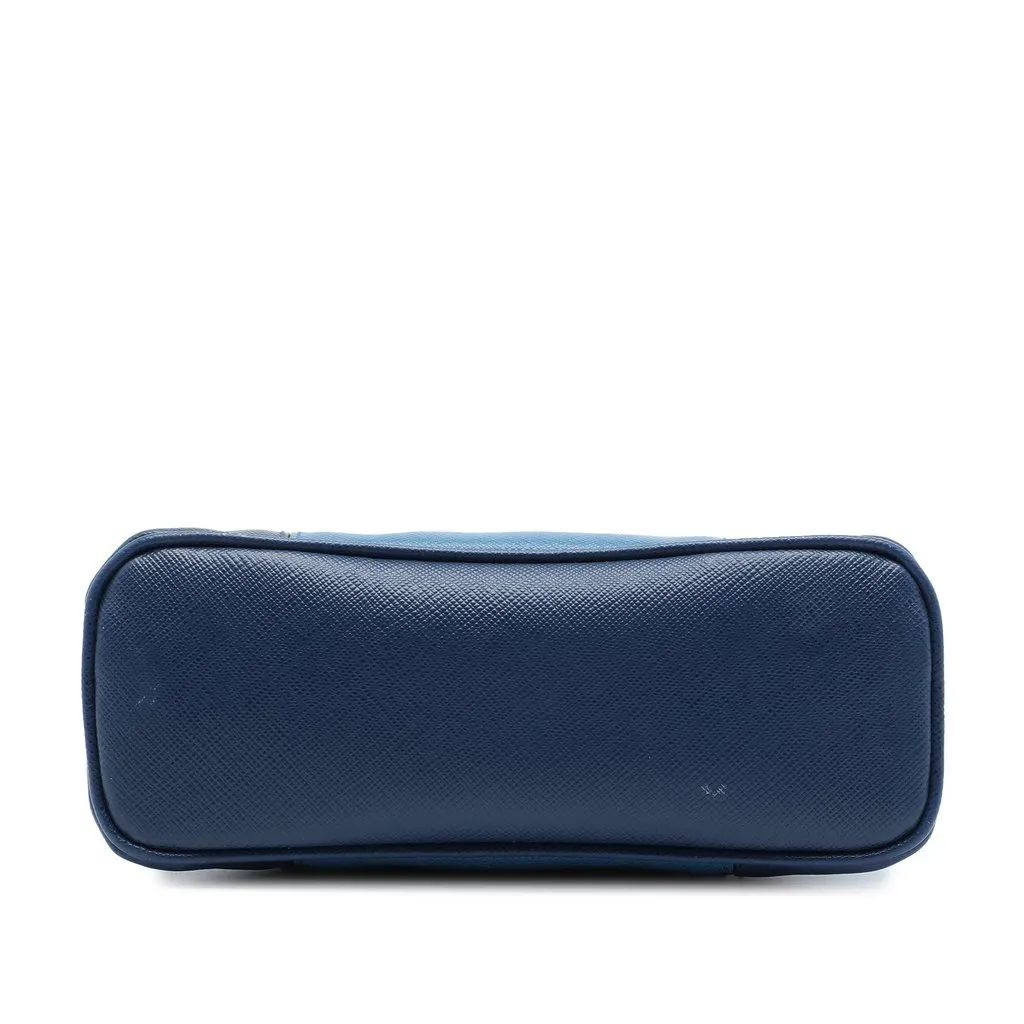 Prada Bicolor Saffiano Dome Clutch Blue Leather Very good - Inside View