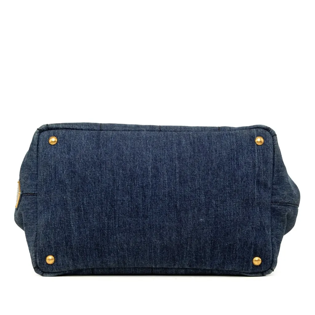 Prada Denim Canapa Logo Tote Blue Denim Very good - Inside View