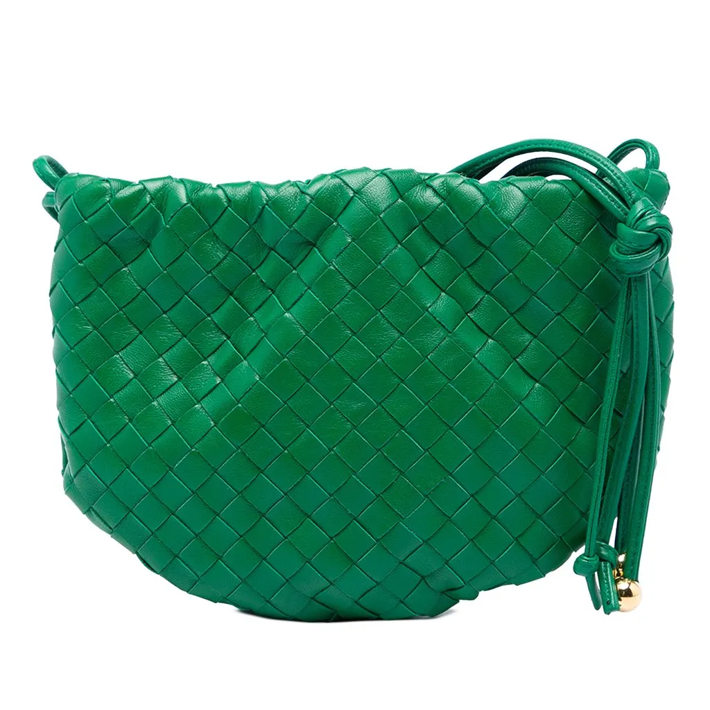 Bottega Veneta Mini Nappa Intrecciato Bulb Crossbody Green Leather Good - Front View