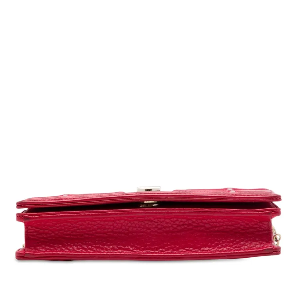 Dior Grained Calfskin Diorama Wallet on Chain Red Leather Very good - Inside View
