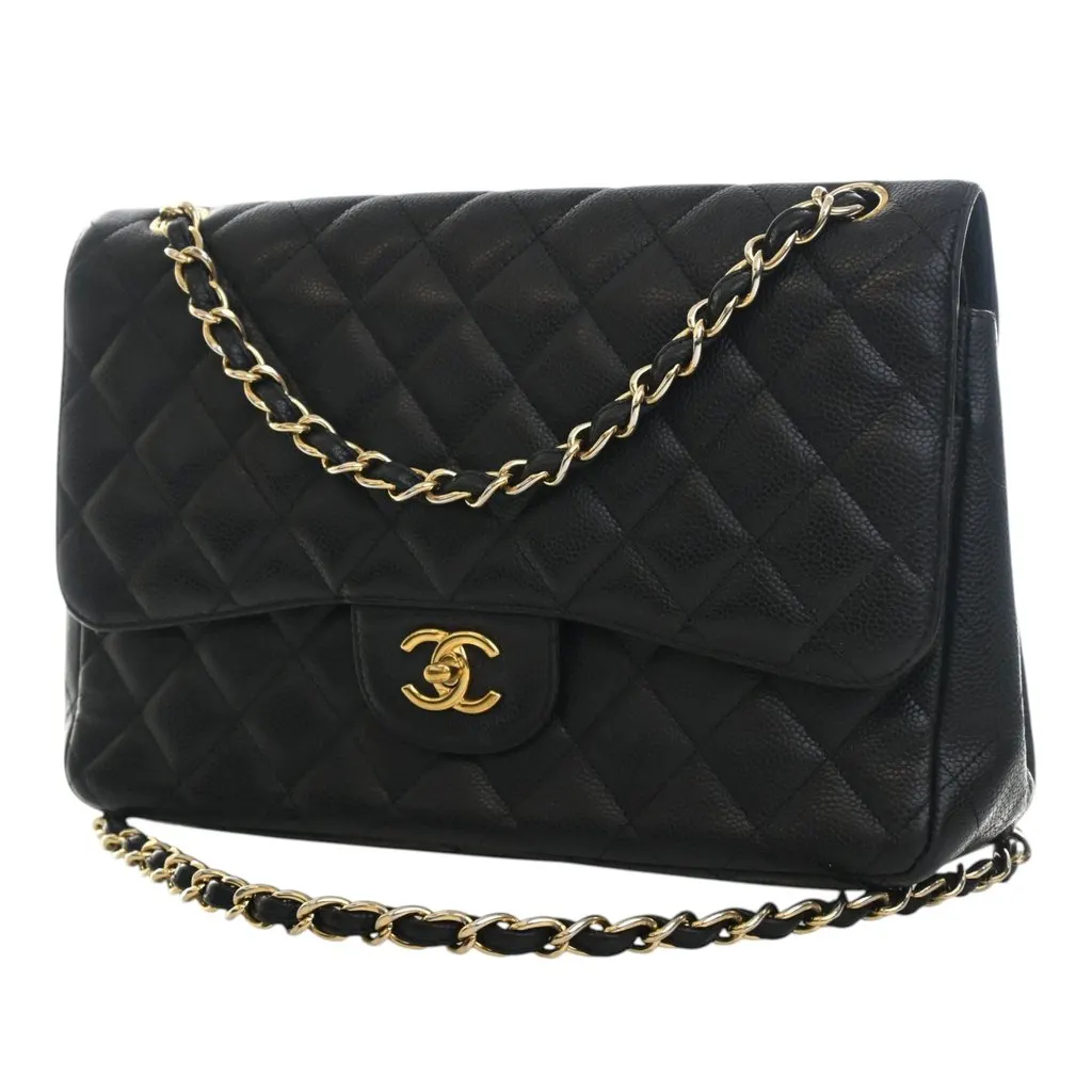 Chanel Jumbo Classic Caviar Double Flap Black Leather Very good - Inside View