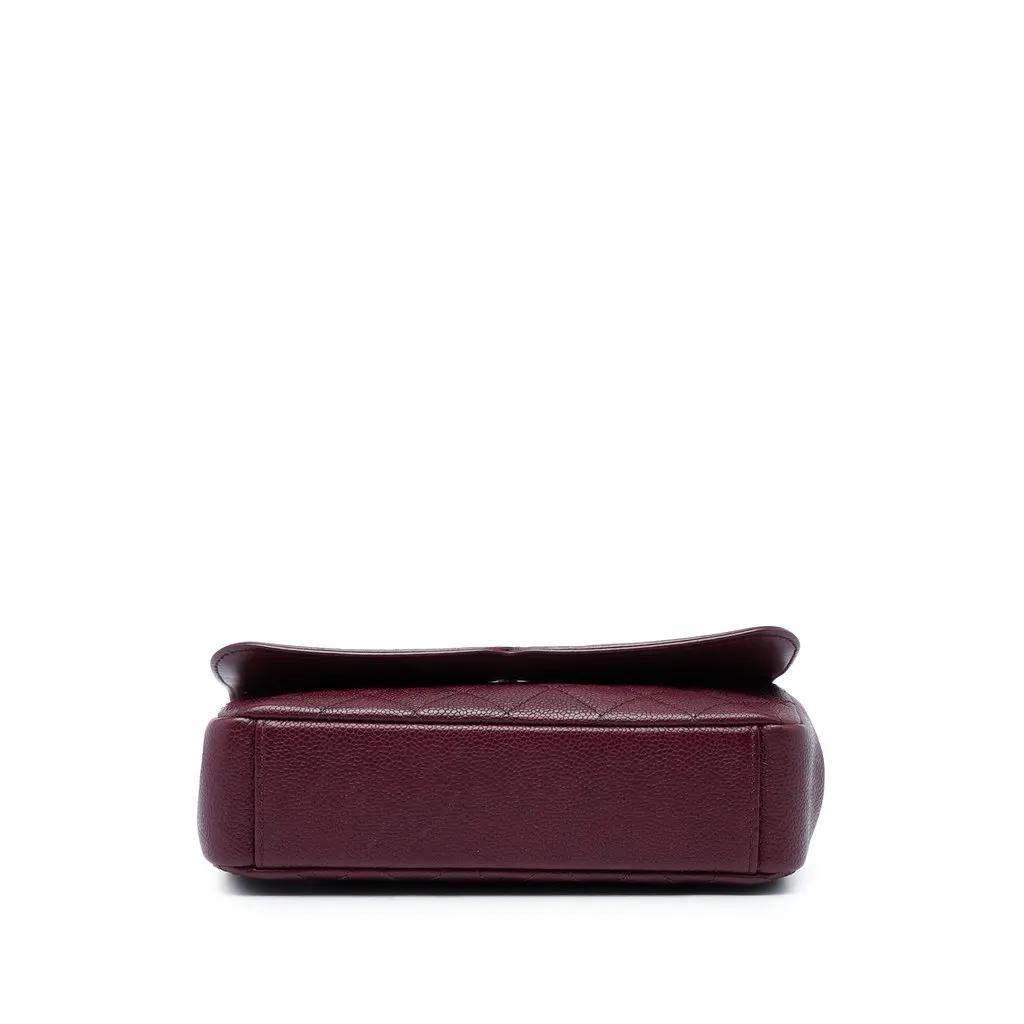 Chanel Small Quilted Caviar CC Filigree Flap Red Leather Good - Inside View