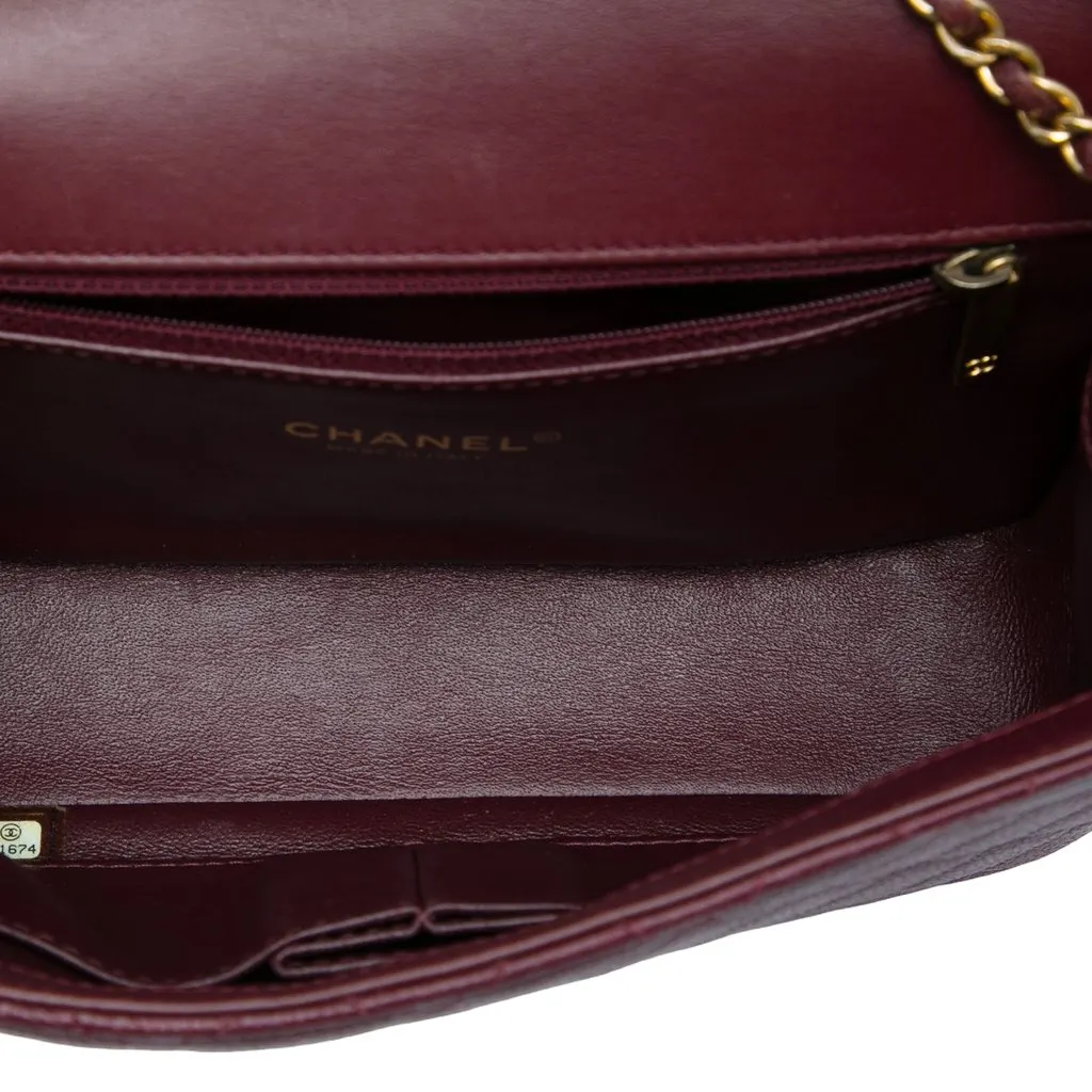Chanel Small Quilted Caviar CC Filigree Flap Red Leather Good - Model View