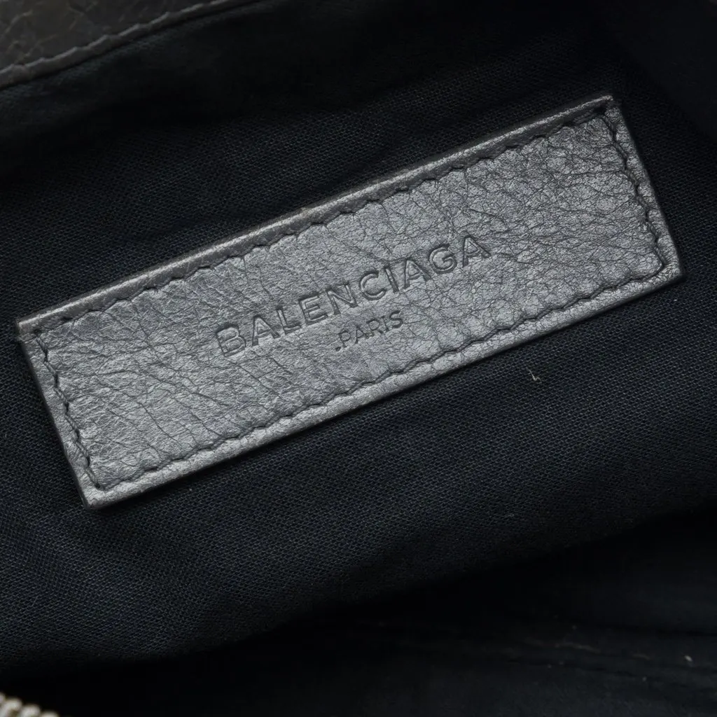 Balenciaga Lambskin Motocross Classic Clip Clutch M Black Leather Very good - Box View