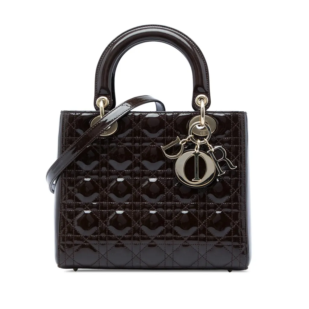 Dior Medium Patent Cannage Lady Dior Purple Leather Very good - Front View