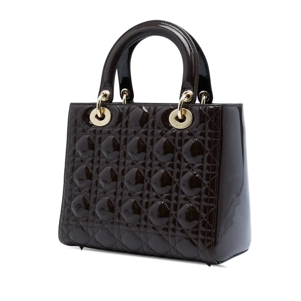 Dior Medium Patent Cannage Lady Dior Purple Leather Very good - Back View