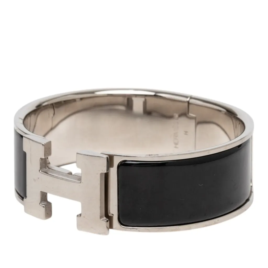 Hermès Wide Enamel Clic Clac H Bracelet PM Black Very good - Back View