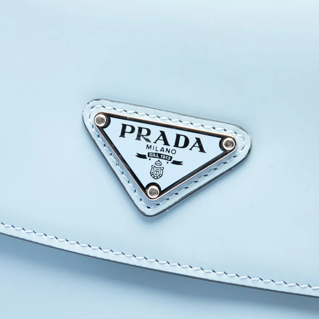 Prada Medium Spazzolato Leather Cleo Flap Crossbody Blue Leather Very good - Box View