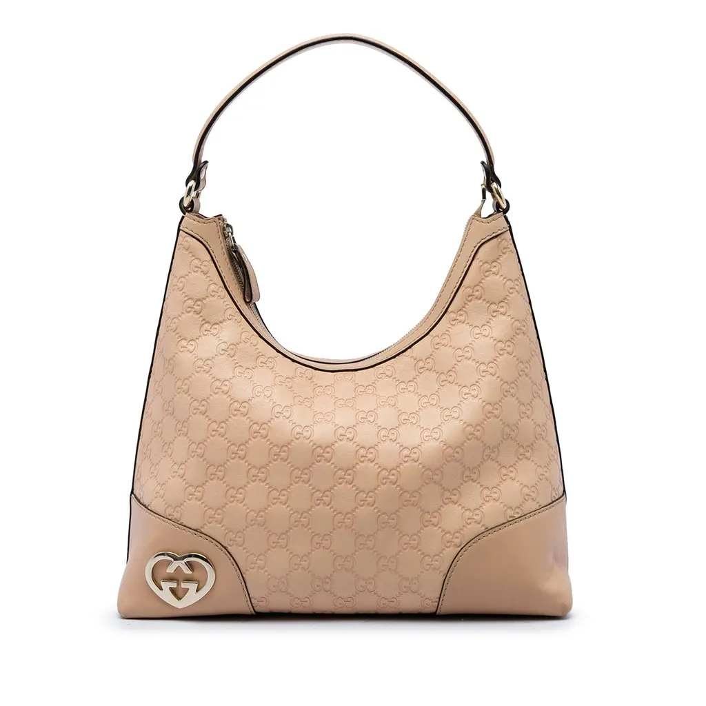Gucci Guccissima Lovely Shoulder Bag Beige Leather Very good - Front View