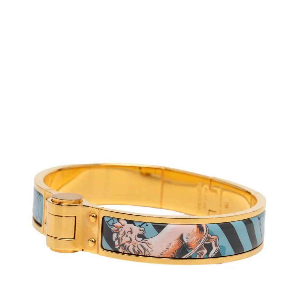 Hermès Narrow Enamel Charniere Hinge Bracelet PM Blue Very good - Back View