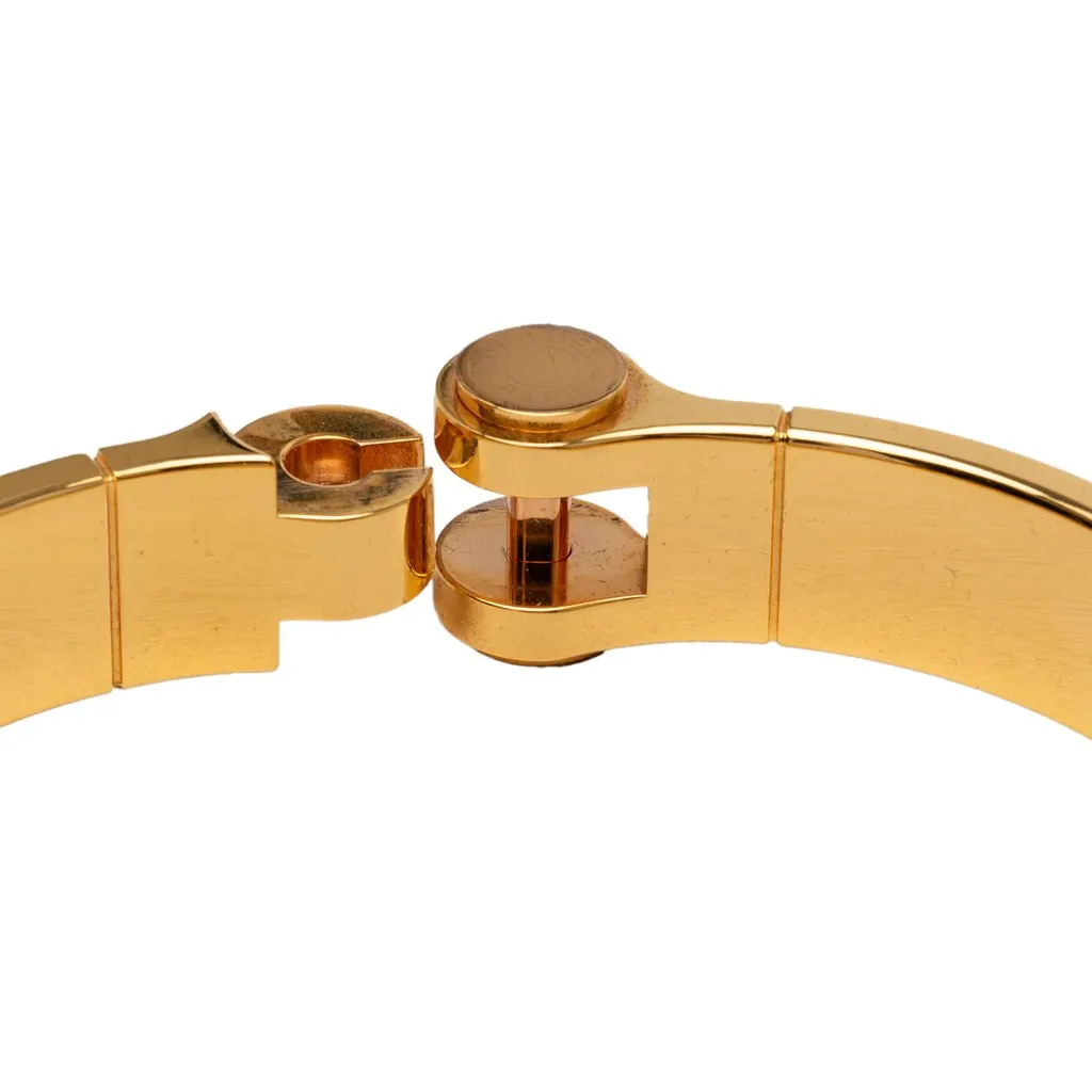Hermès Narrow Enamel Charniere Hinge Bracelet PM Blue Very good - Box View