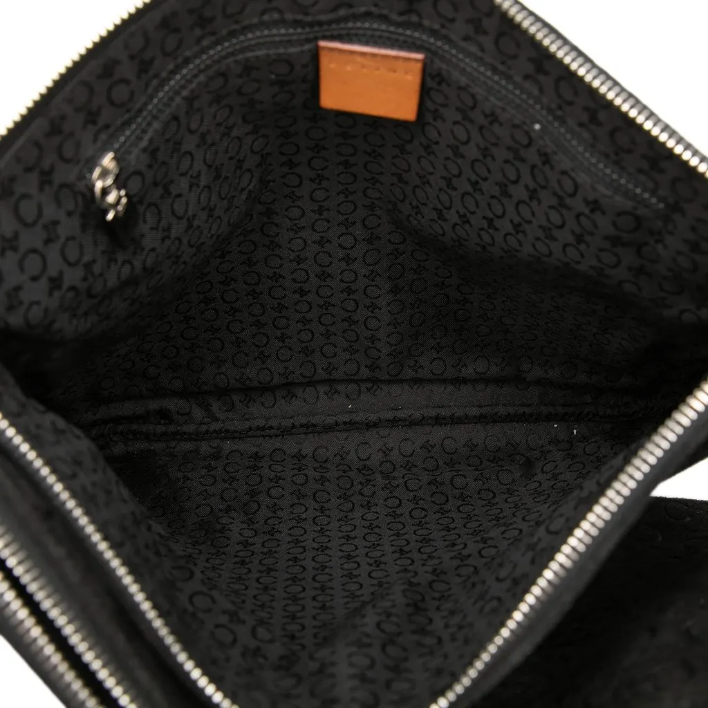 Celine C Macadam Suede Double Zip Shoulder Bag Black Suede Very good - Model View