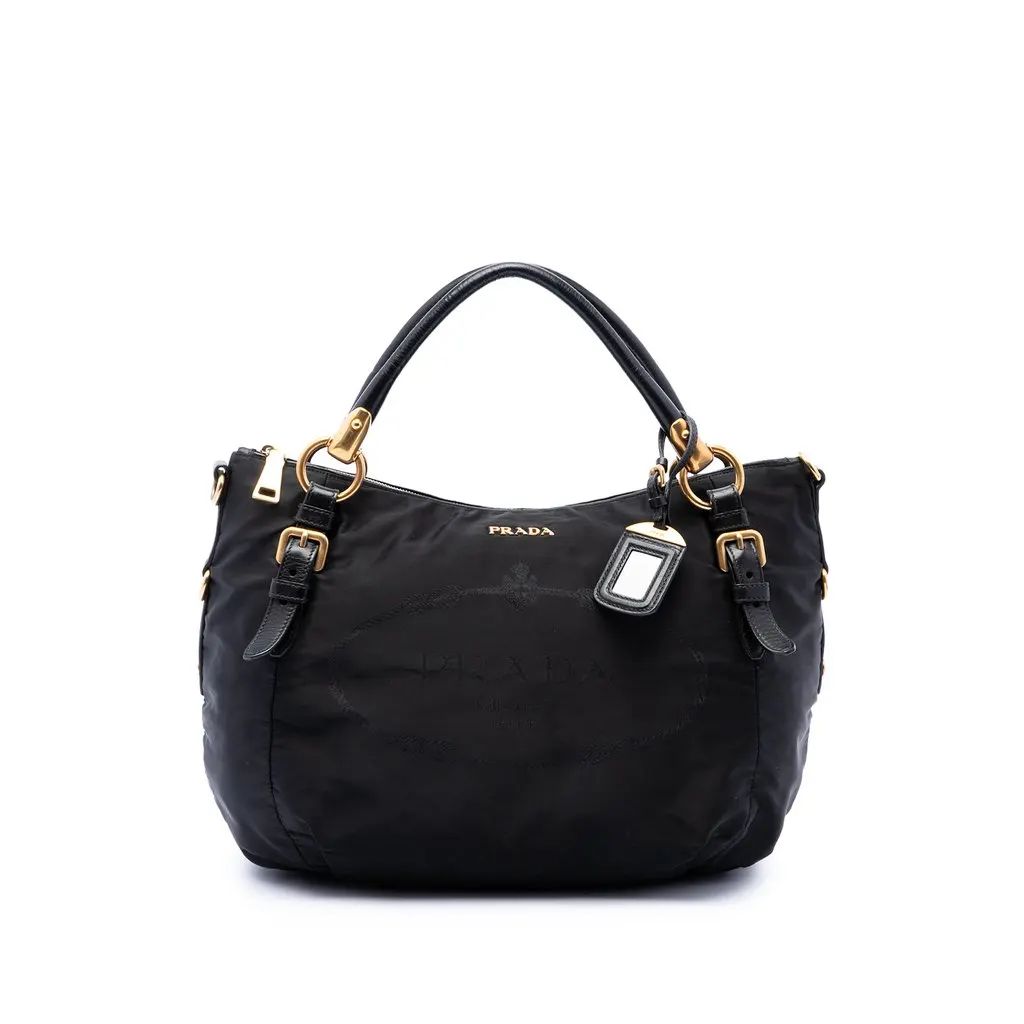 Prada Tessuto Canapa Logo Satchel Black Very good - Front View