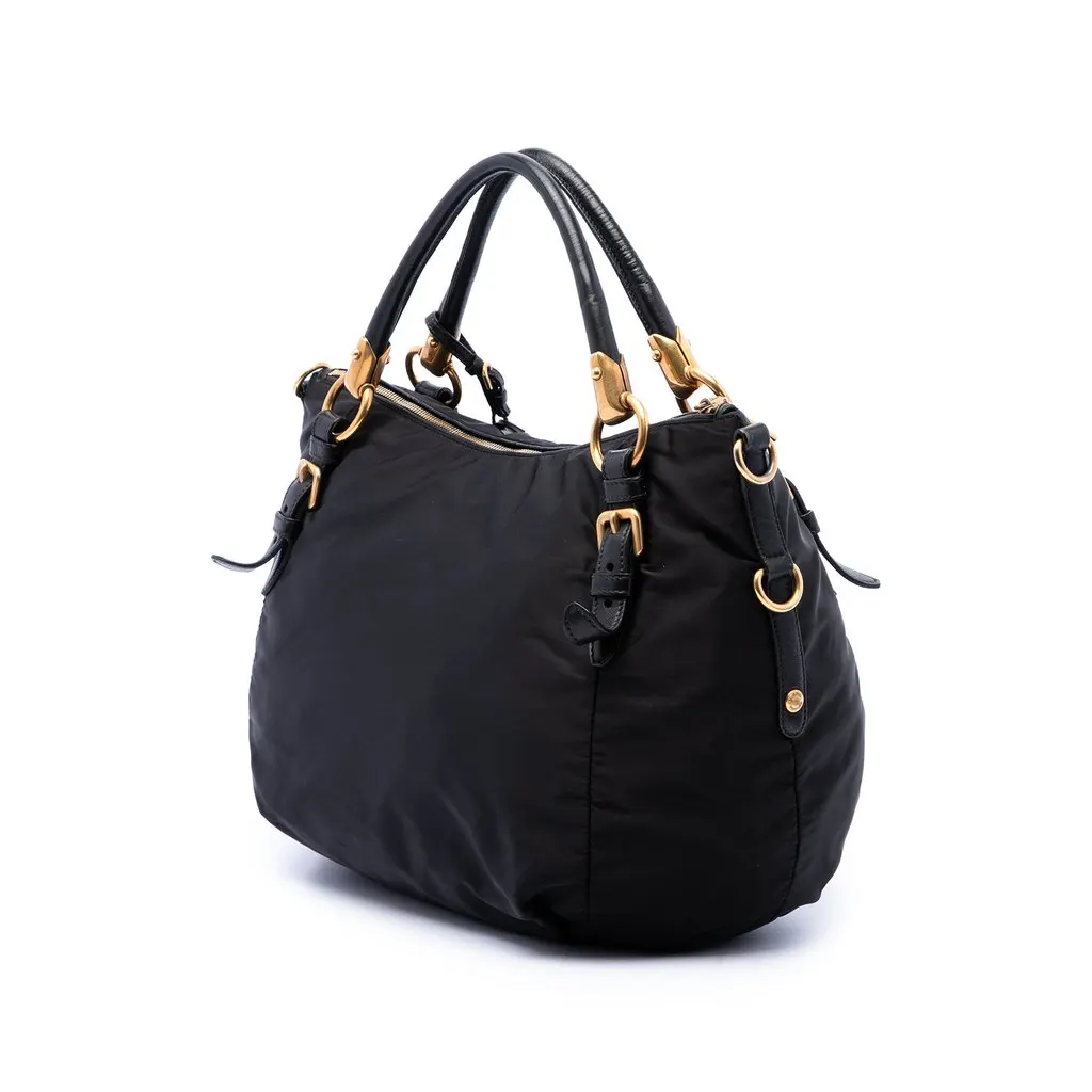 Prada Tessuto Canapa Logo Satchel Black Very good - Back View